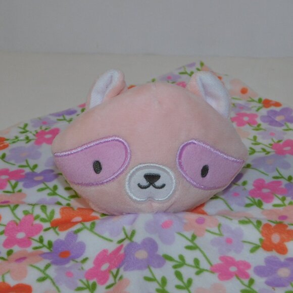 ITY by Ingenuity Pink Purple Floral Deni Raccoon Security Blanket Baby Lovey - Picture 4 of 9